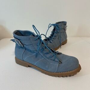 De Blossom Collection women’s‎ blue urvasi-24 lace up ankle boots size 8.5